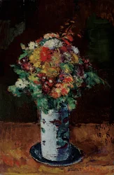 Bouquet of Flowers in a Jug on a Plate